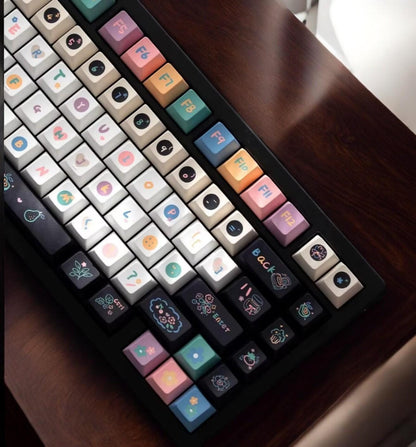 Cute Neon Rainbow Dessert Keycap Set
