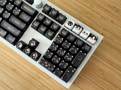 Cute Milk Black Cat Gaming Keycap Set