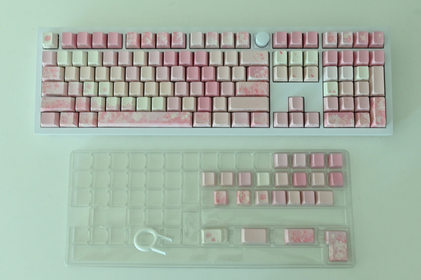 Pink Sakura Cherry Blossom Backlit Side Print Keycap Set