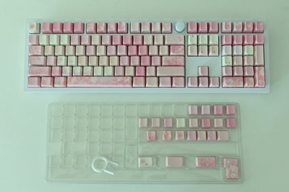 Pink Sakura Cherry Blossom Backlit Side Print Keycap Set
