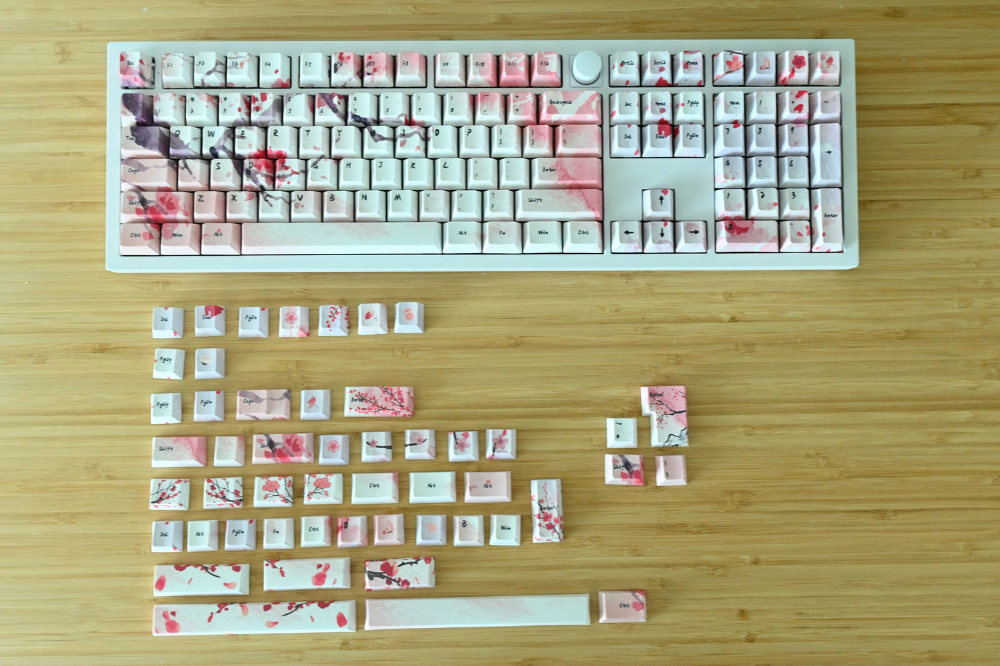 Red Sakura Cherry Blossom Keycap Set