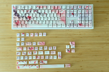 Red Sakura Cherry Blossom Keycap Set