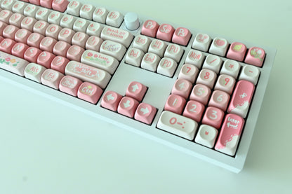 Cute Pink Strawberry Peach Theme Keycap Set