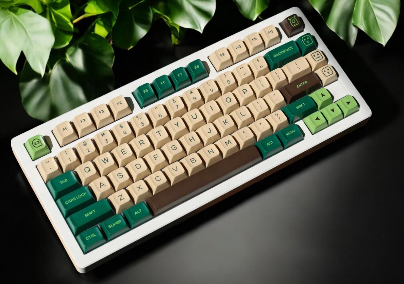 Deep Green Forest Wood Theme Keycap Set