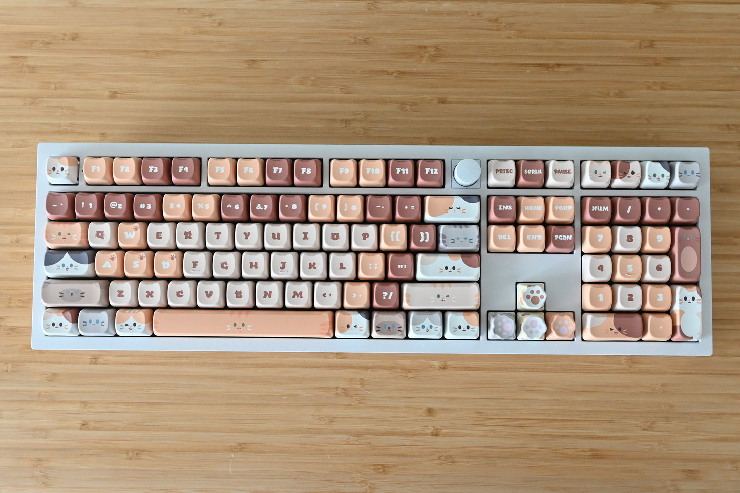Cute Brown Cat Keycap Set