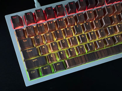 Backlit Walnut Wood Imitation Keycap Set