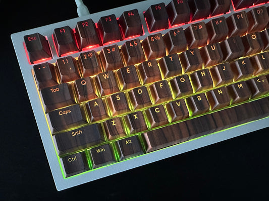 Backlit Walnut Wood Imitation Keycap Set