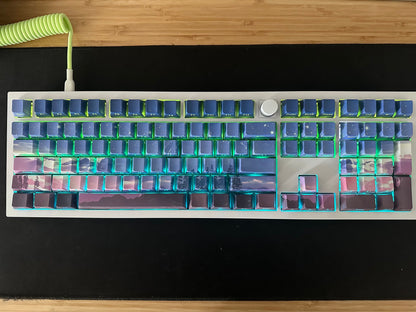 Purple Starry Winter Night Backlit Side Print Keycap Set