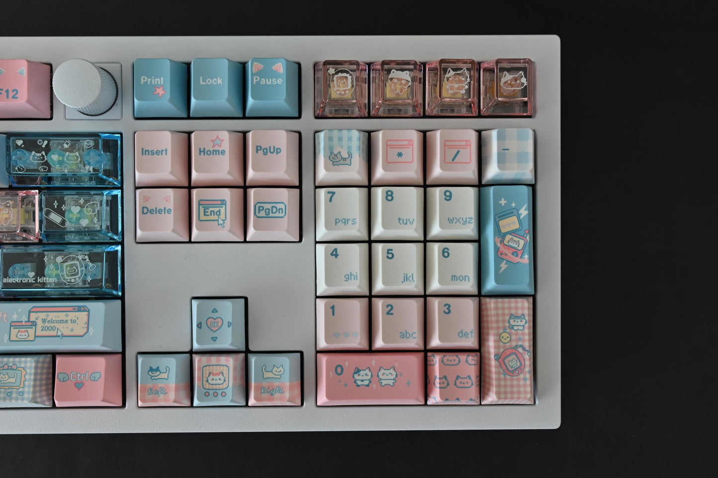 Retro Cyberpunk Cat Keycap Set
