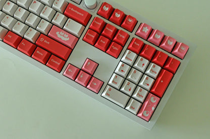 Cute Strawberry Red Bean Mochi Dessert Keycap Set