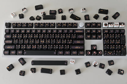 Cute Milk Black Cat Gaming Keycap Set