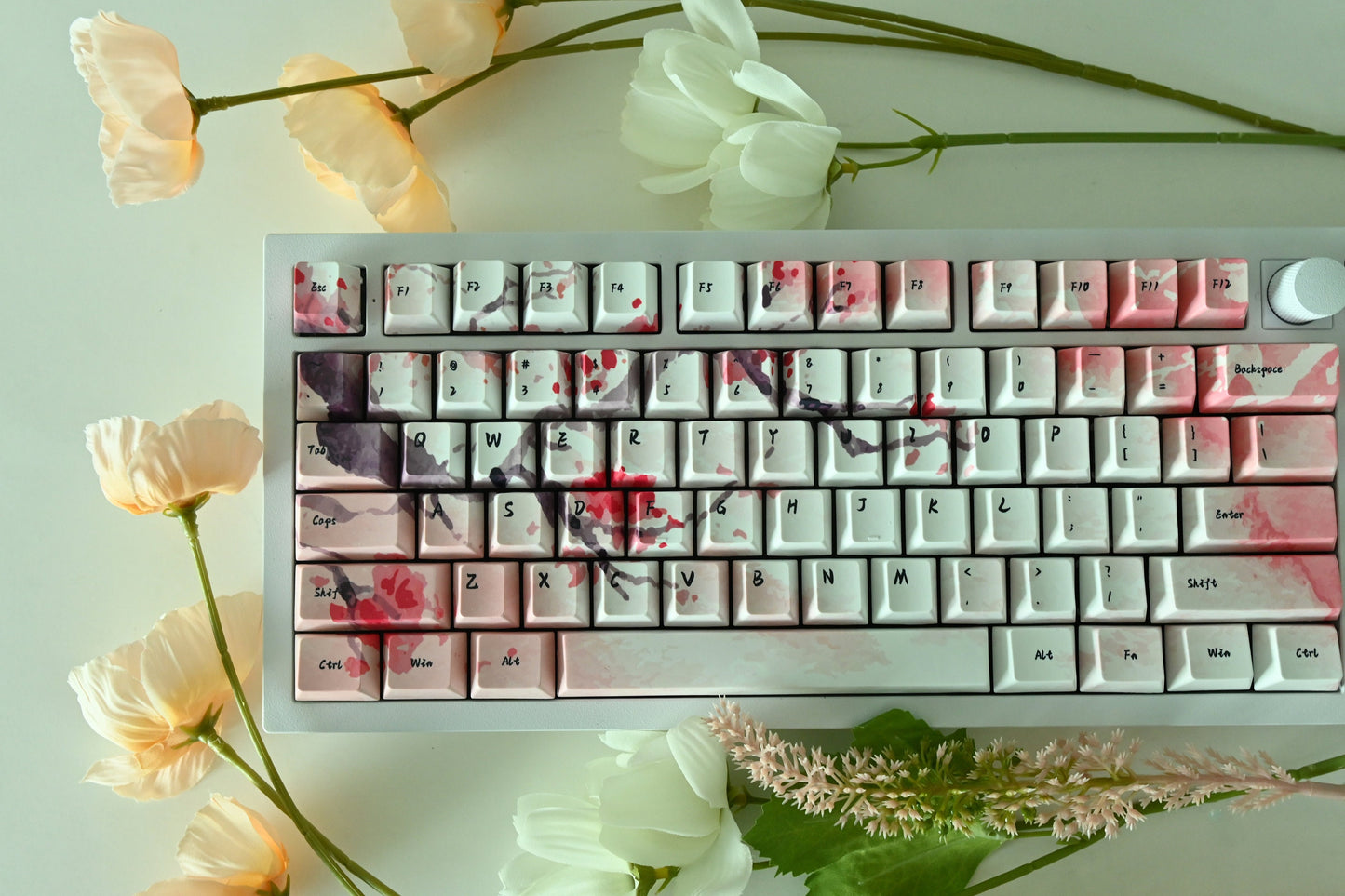 Red Sakura Cherry Blossom Keycap Set