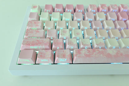 Pink Sakura Cherry Blossom Backlit Side Print Keycap Set