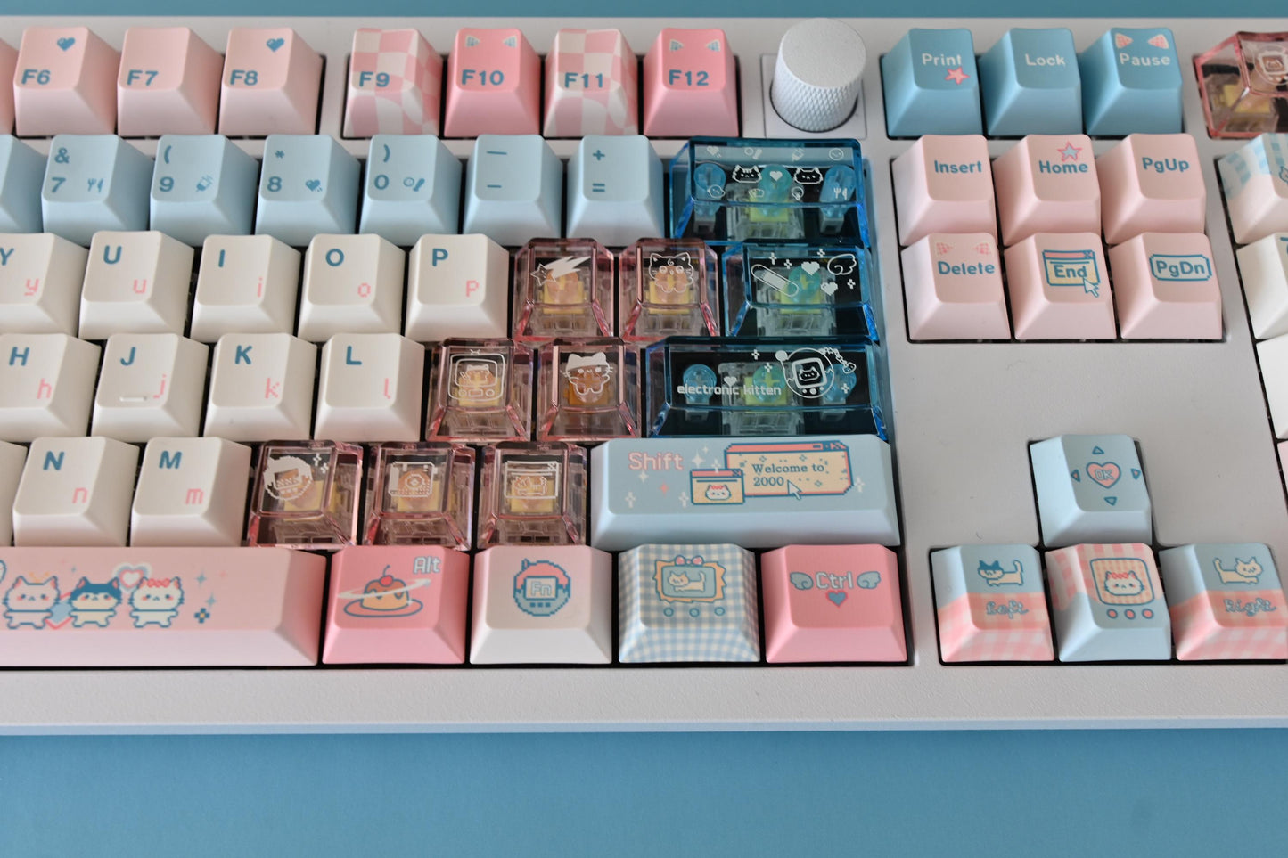 Retro Cyberpunk Cat Keycap Set