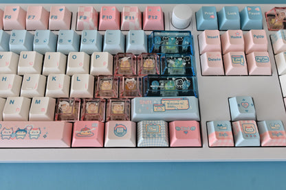 Retro Cyberpunk Cat Keycap Set